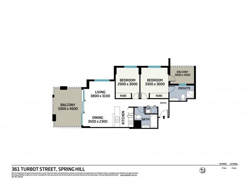1303/361 Turbot St, Spring Hill QLD 4000 Floorplan