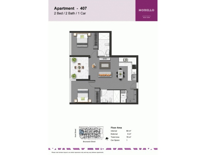 407/584 BRUNSWICK STREET, New Farm QLD 4005 Floorplan