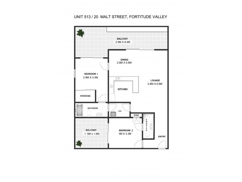 513/20 Malt Street, Fortitude Valley QLD 4006 Floorplan