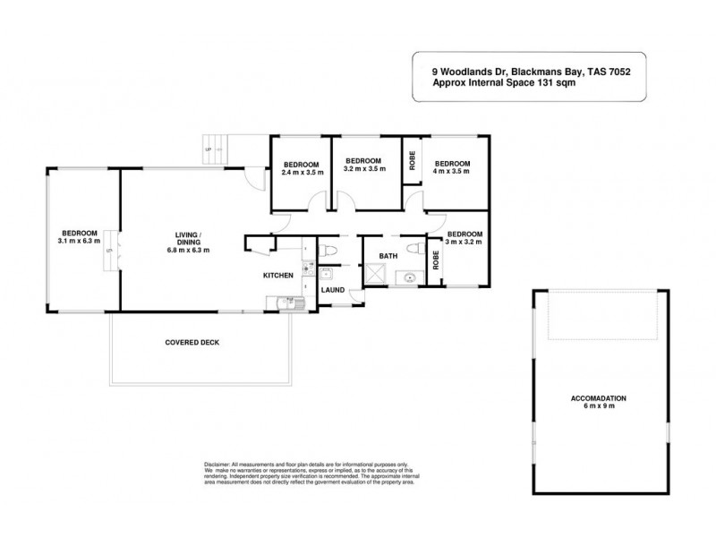 9 Woodlands Drive, Blackmans Bay TAS 7052 Floorplan