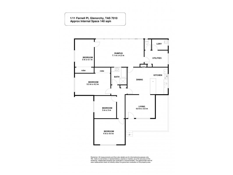 1/11 Farnell Place, Glenorchy TAS 7010 Floorplan