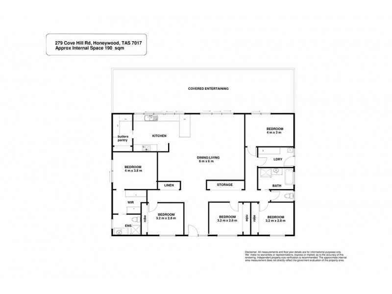 279 Cove Hill Road, Honeywood TAS 7017 Floorplan