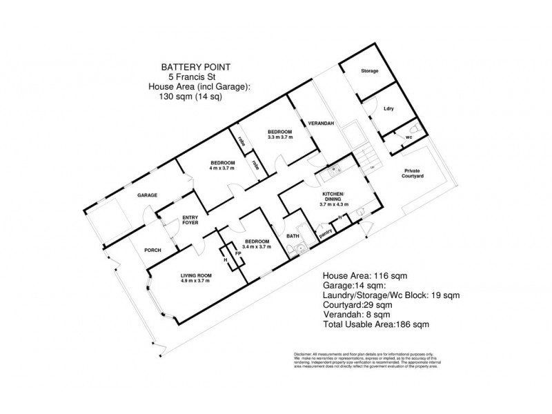 5 Francis Street, Battery Point TAS 7004 Floorplan