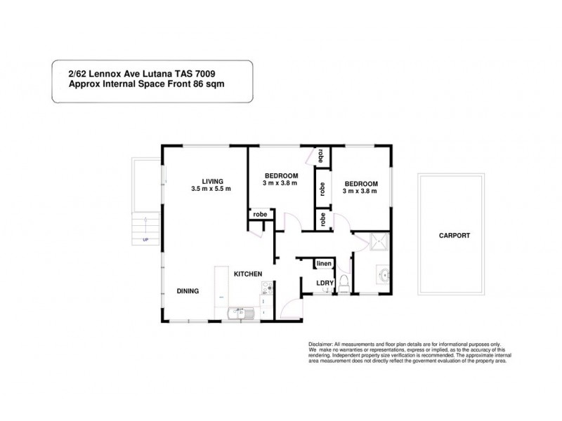 2/62 Lennox Avenue, Lutana TAS 7009 Floorplan