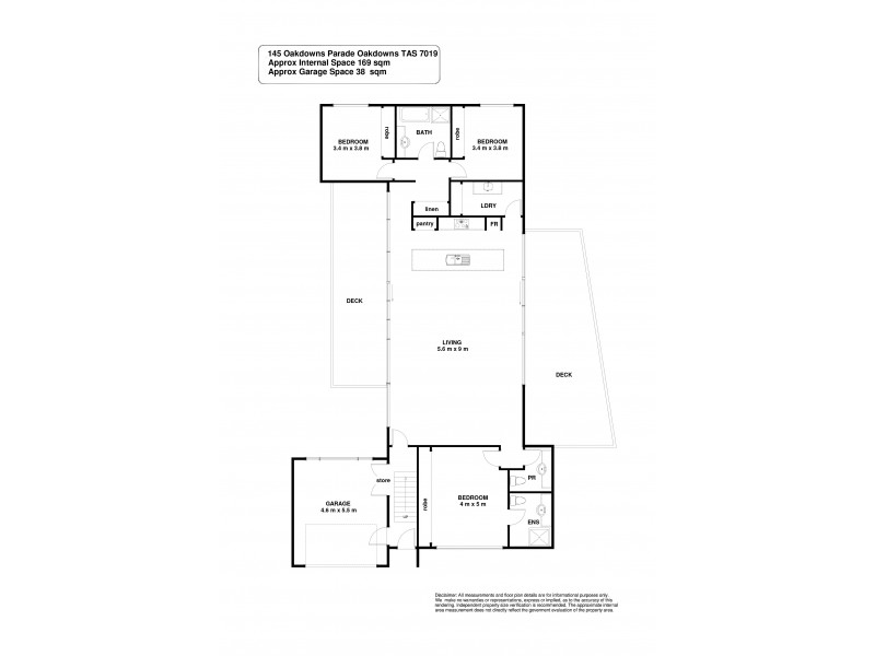 145 Oakdowns Parade, Oakdowns TAS 7019 Floorplan