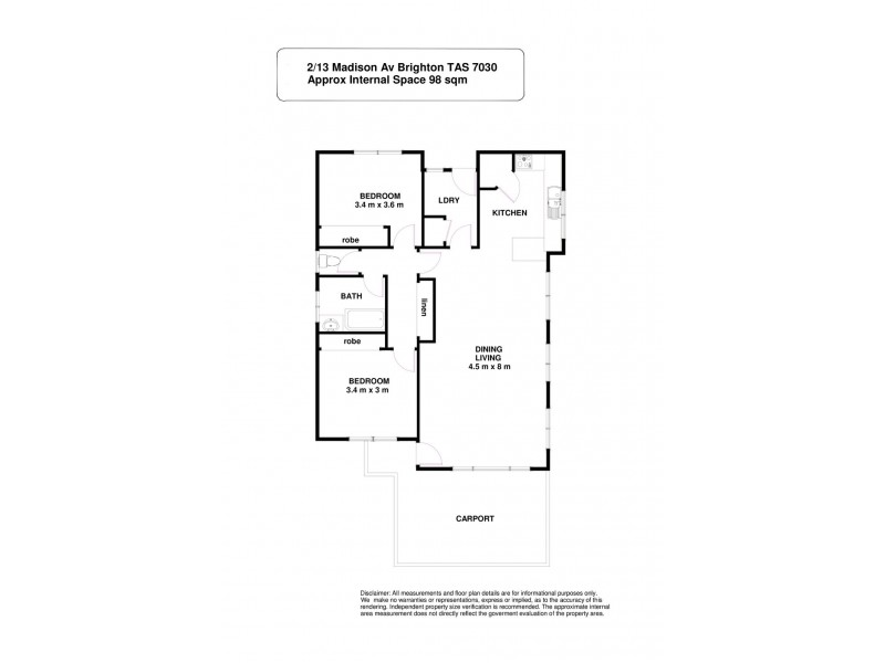Unit 2 13 Madison Avenue, Brighton TAS 7030 Floorplan