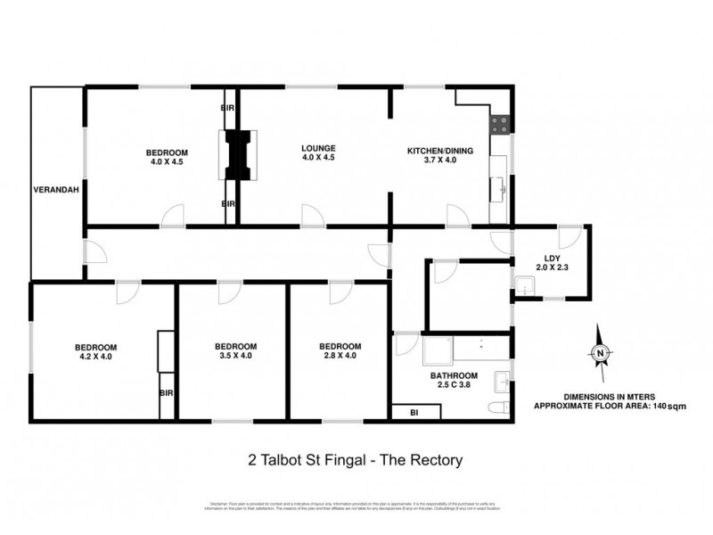 2 Talbot Street, Fingal TAS 7214 Floorplan