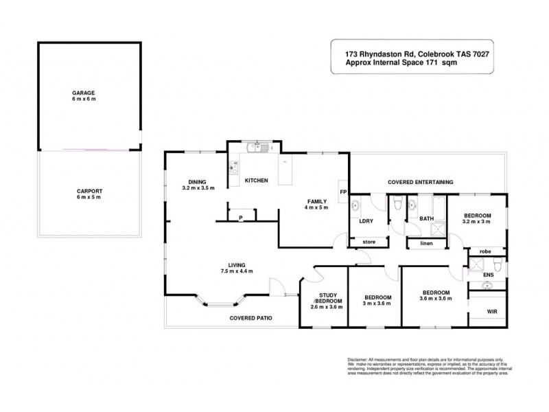 173 Rhyndaston Road, Colebrook TAS 7027 Floorplan