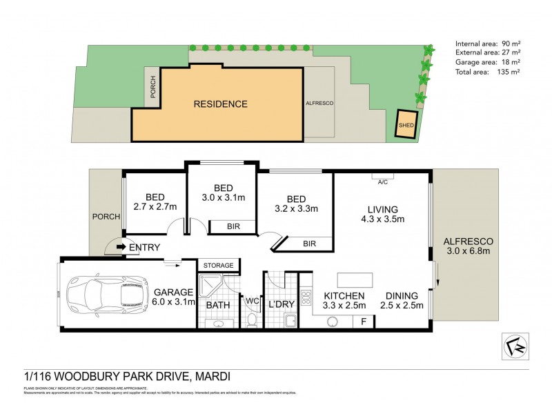 1/116 Woodbury Park Dr, Mardi NSW 2259 Floorplan
