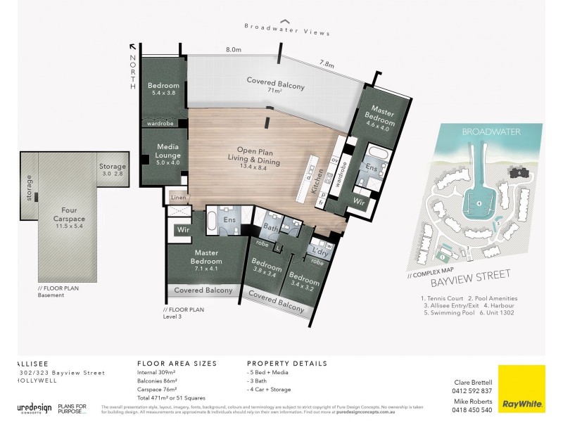 1302/323 Bayview Street, Hollywell QLD 4216 Floorplan