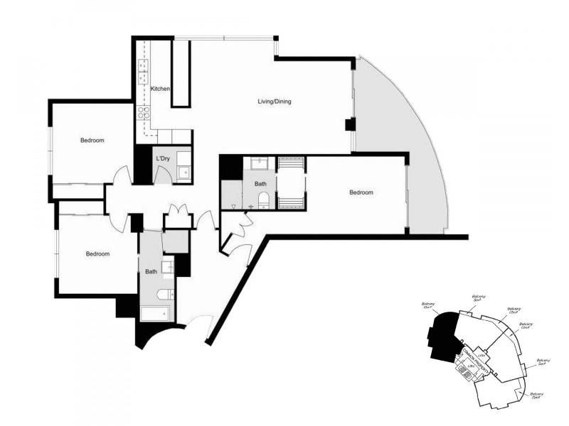 1241/23 Ferny Avenue, Surfers Paradise QLD 4217 Floorplan