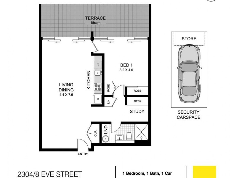 2304/8 Eve Street, Erskineville NSW 2043 Floorplan