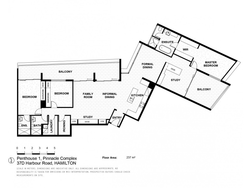 Penthouse One, Pinnacle Complex, Hamilton QLD 4007 Floorplan