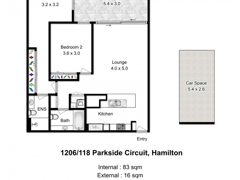 1206/118 Parkside Circuit, Hamilton QLD 4007 Floorplan