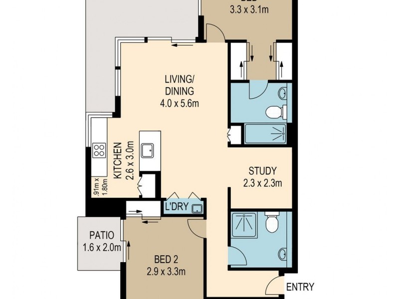 3001/19 Anderson Street, Kangaroo Point QLD 4169 Floorplan