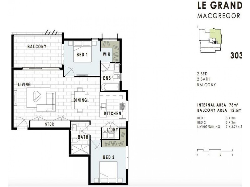 302/16 LE GRAND Street, Macgregor QLD 4109 Floorplan