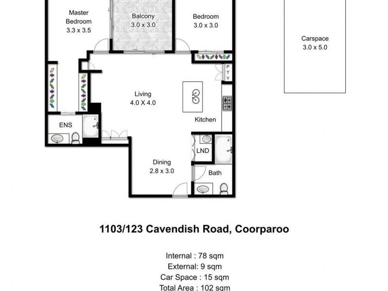 1103/123 Cavendish Road, Coorparoo QLD 4151 Floorplan