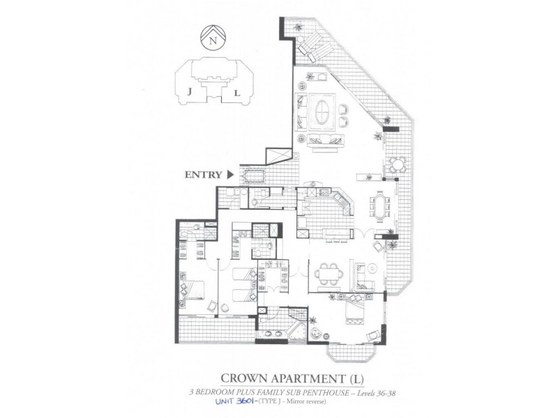 3601/5-19 Palm Avenue, Surfers Paradise QLD 4217 Floorplan