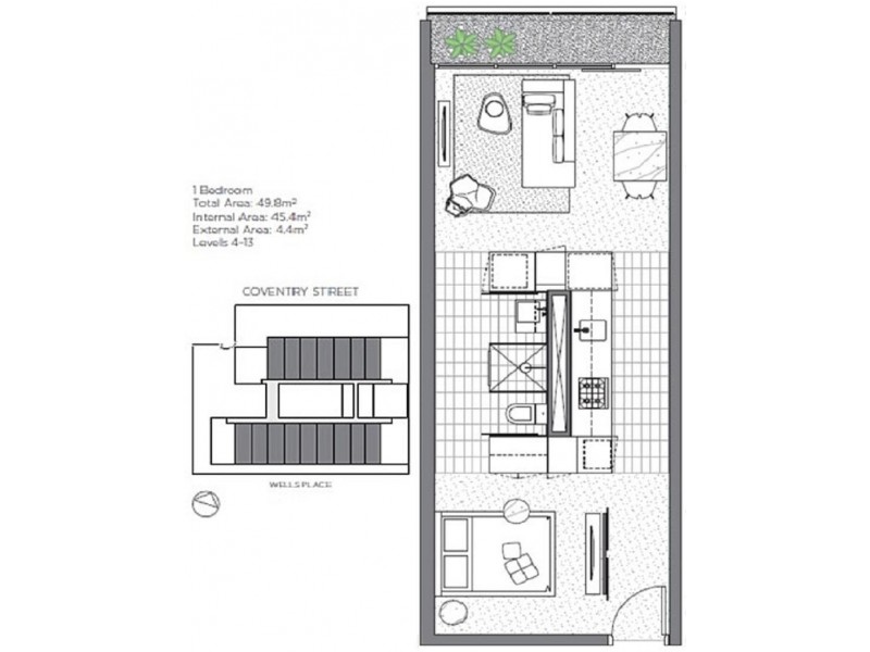 403/65 Coventry Street, Southbank VIC 3006 Floorplan