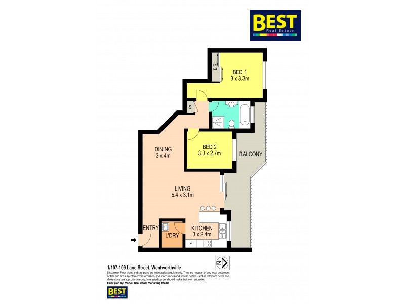 1/107 Lane Street, Wentworthville NSW 2145 Floorplan