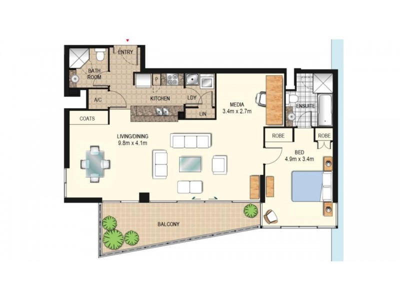 1502/1 Como Crescent, Southport QLD 4215 Floorplan