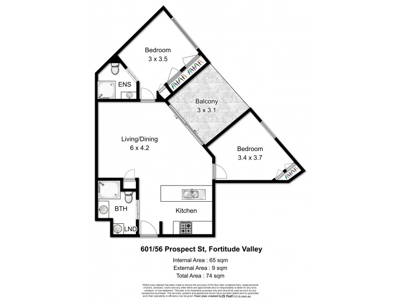 601/56 Prospect Street, Fortitude Valley QLD 4006 Floorplan