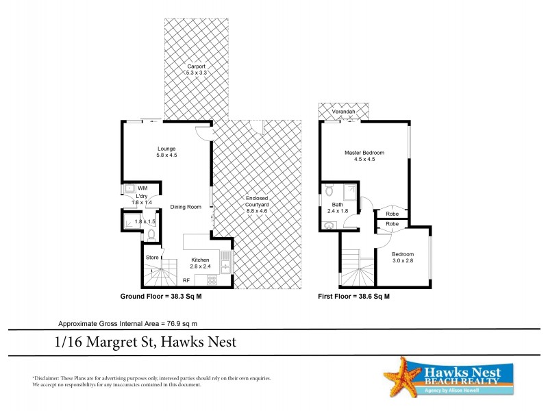 1/16 Margaret Street, Hawks Nest NSW 2324 Floorplan