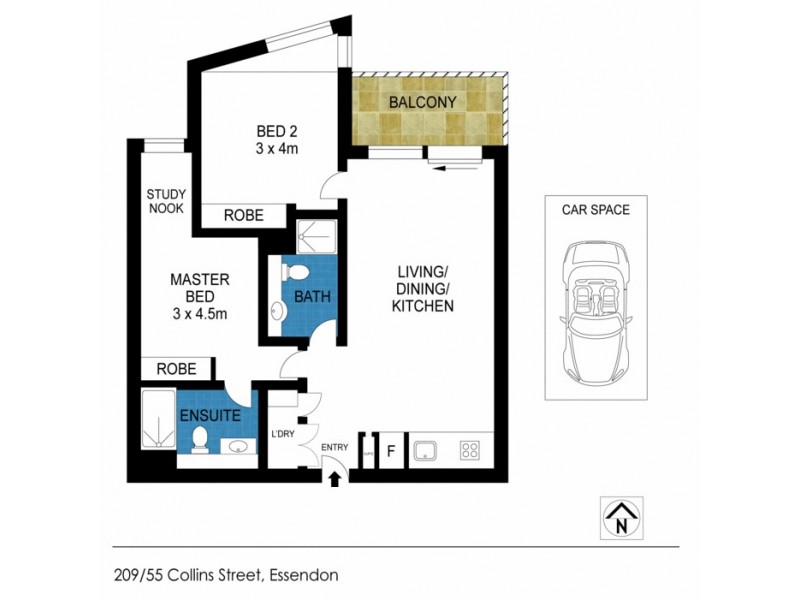 209/55 Collins Street, Essendon VIC 3040 Floorplan