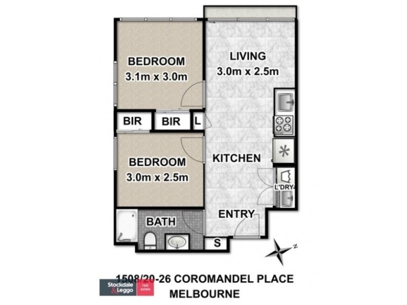 1508/20-26 Coromandel Place, Melbourne VIC 3000 Floorplan