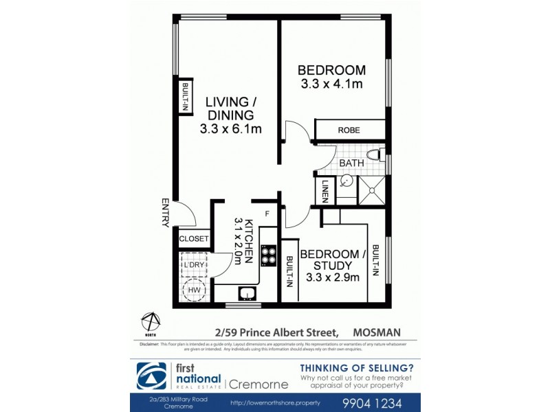 2/59 Prince Albert Street, Mosman NSW 2088 Floorplan