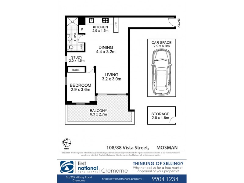 108/88 Vista Street, Mosman NSW 2088 Floorplan