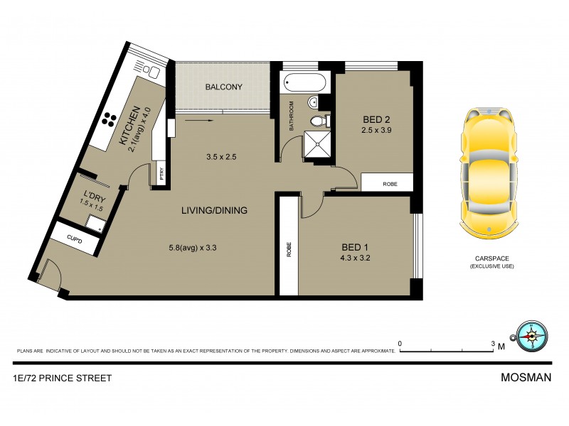1E/72  Prince Street, Mosman NSW 2088 Floorplan