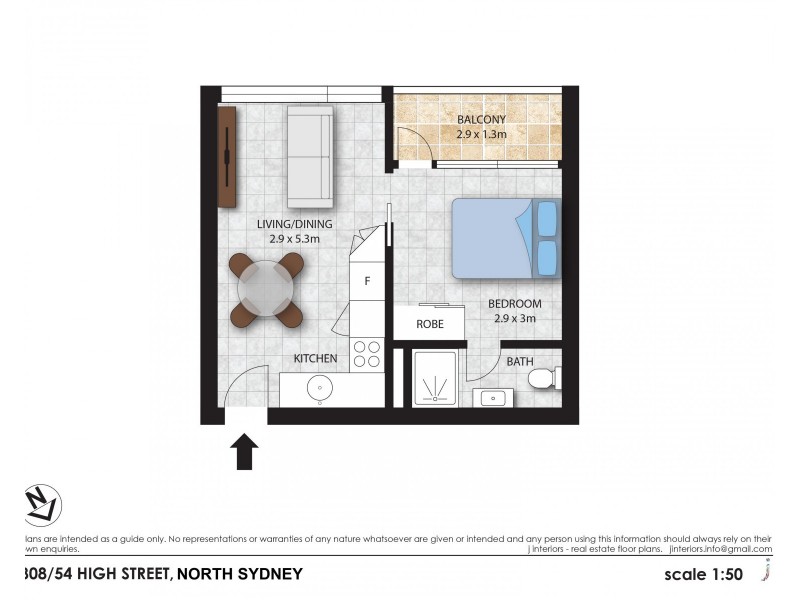 808/54 High Street, Kirribilli NSW 2061 Floorplan